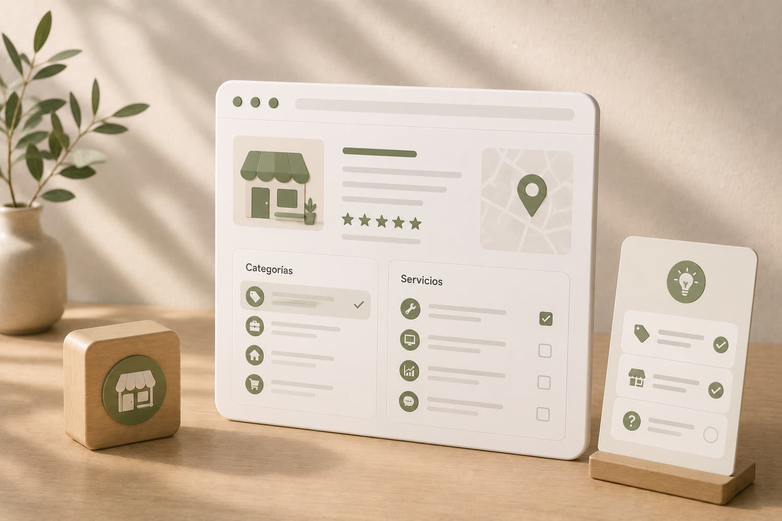 Interfaz digital de ficha de negocio local