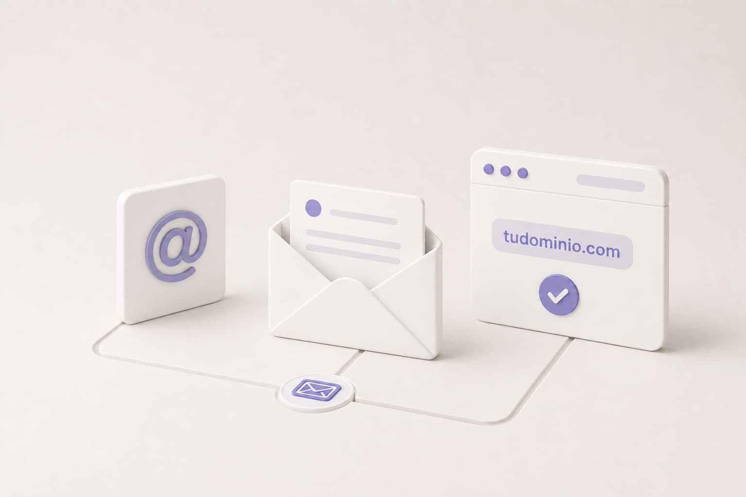 Iconos 3D de correo y dominio web