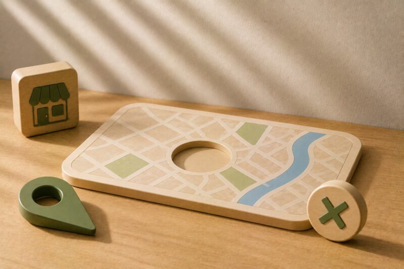 Mapa de juguete de madera con piezas