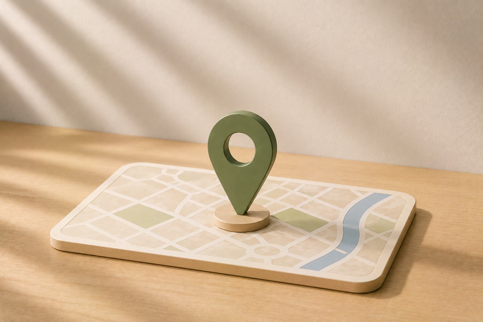 Marcador de ubicación sobre mapa minimalista