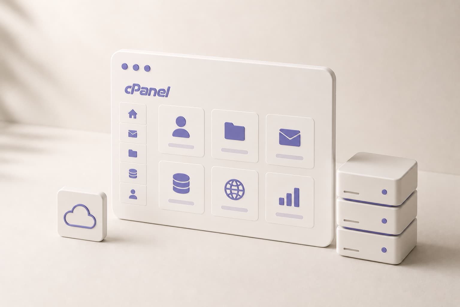 Panel de control cPanel con servidores y nube